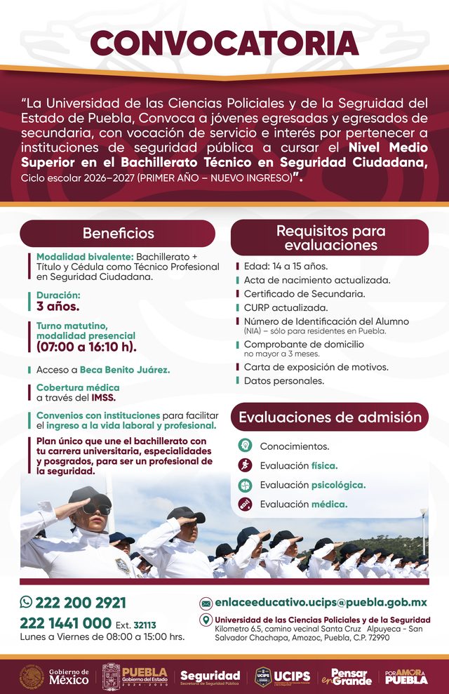 Bachillerato Técnico en Seguridad Ciudadana — Nuevo ingreso
