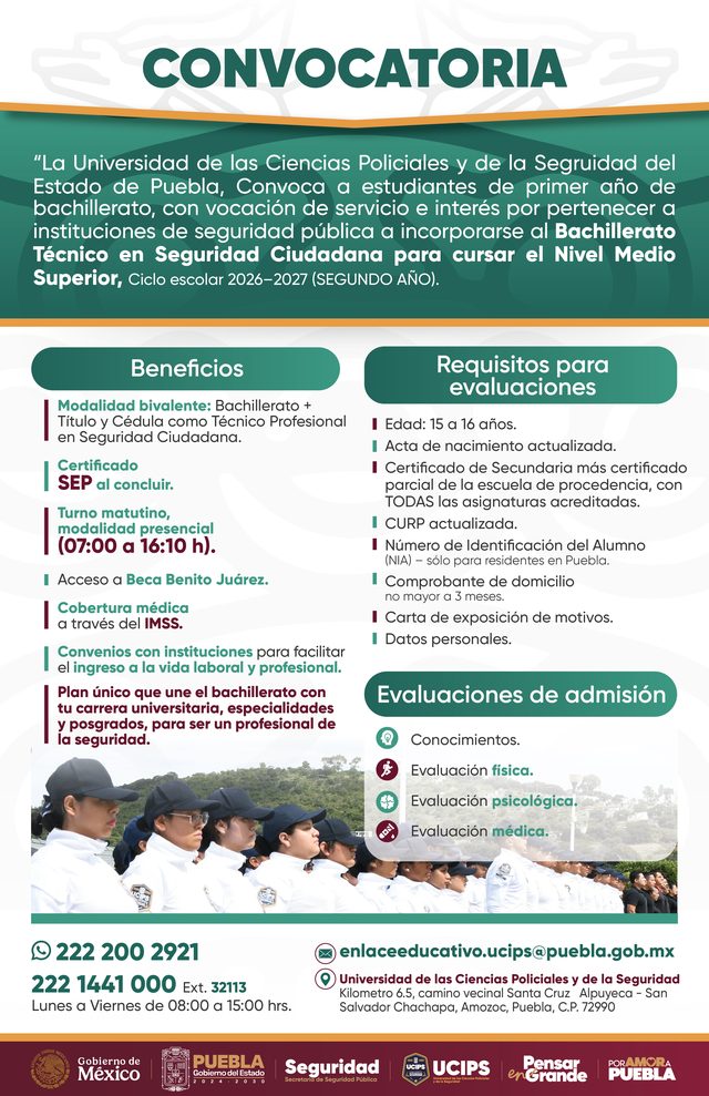 Bachillerato Técnico en Seguridad Ciudadana — Ingreso a 2.º año